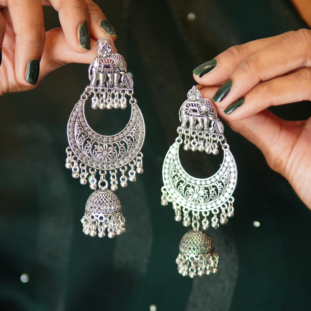 Handmade ethnic elephant motif earrings jewelry
