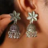 Oxidised Flower Jhumka Earrings for Women and Girls