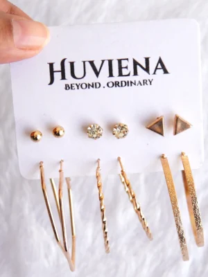 Huviena’s Golden Colour Earrings Combo for Women