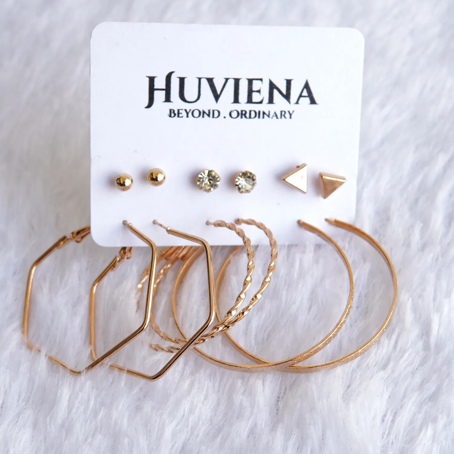 Golden Colour Earring for Women – Combo - Image 2