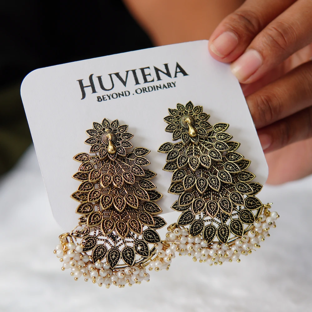 Brass Look Peacock Earring – Traditional for Women - Image 4