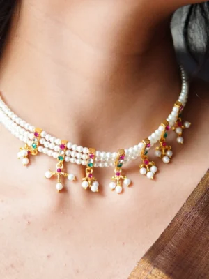 Traditional Tanamani necklace – festive jewellery design by Huviena