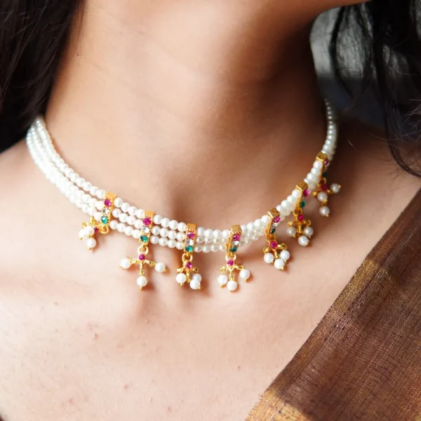 Traditional Tanamani necklace – festive jewellery design by Huviena