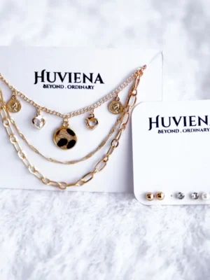 Modern Lightweight Gold Jewellery Set for Women – Handcrafted Minimal Party Wear by Huviena