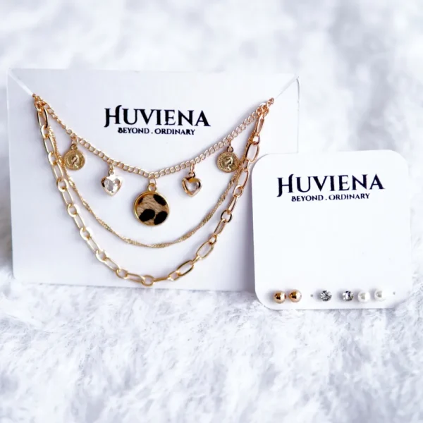Modern Lightweight Gold Jewellery Set for Women – Handcrafted Minimal Party Wear by Huviena