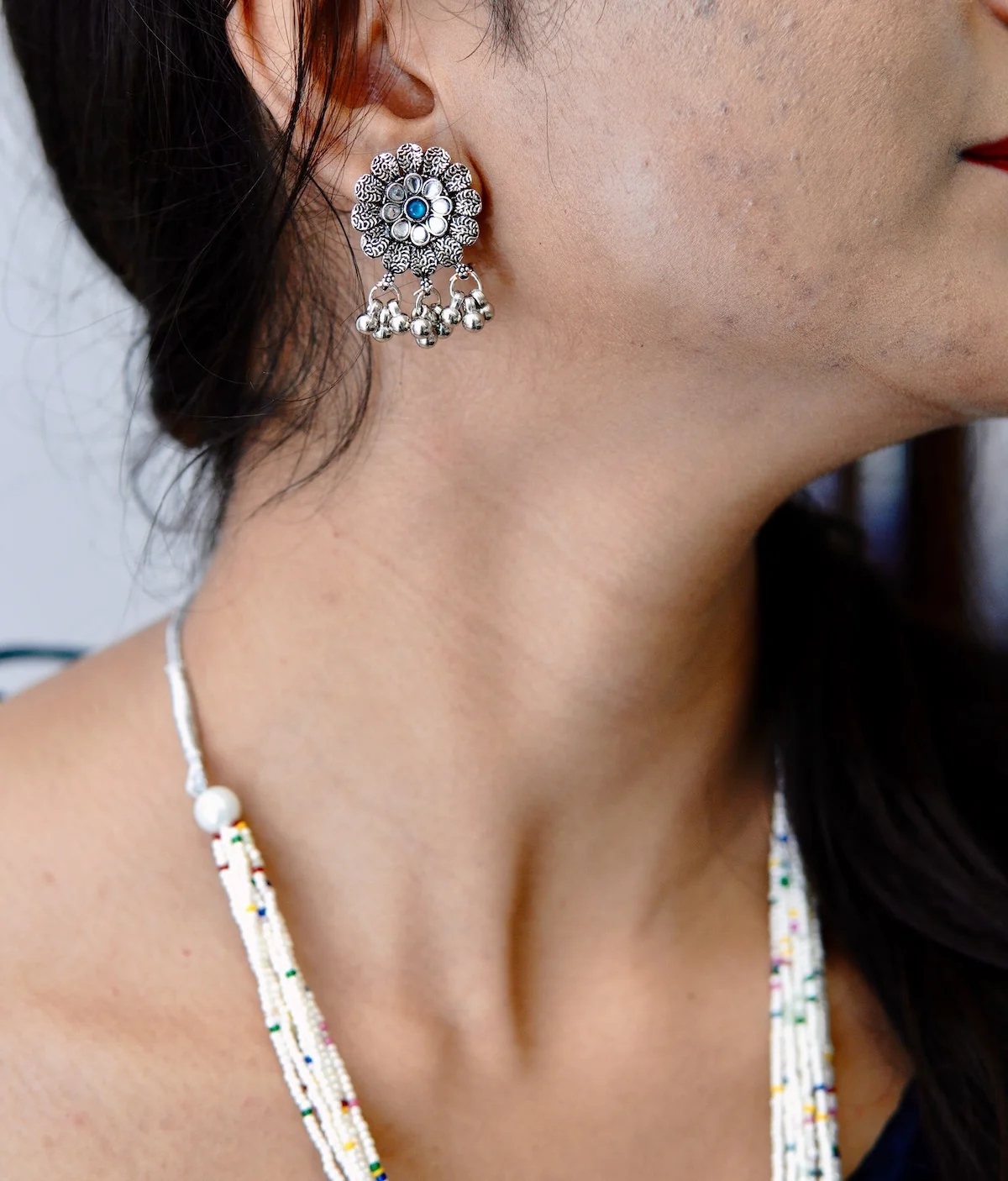 Premium Oxidised Traditional Necklace with Earring Set - Image 5