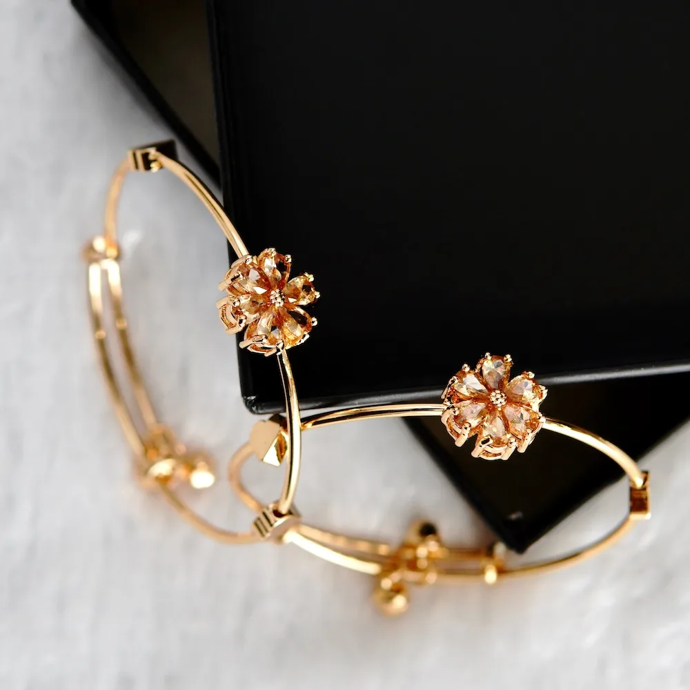 golden yellow stone kada bracelet for women elegant jewellery