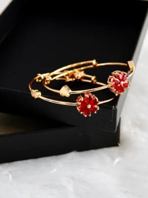 golden pink stone kada bracelet for women premium jewellery