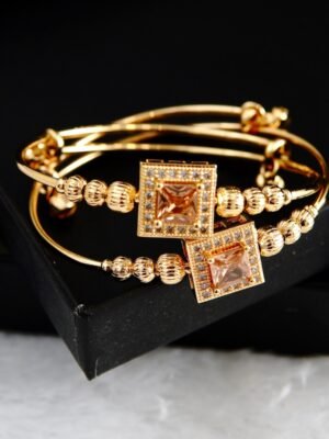 golden american diamond kada bracelet for women premium jewellery