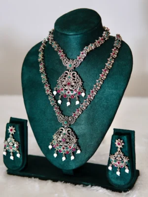 navratri royale oxidised layered necklace set garba style jewellery