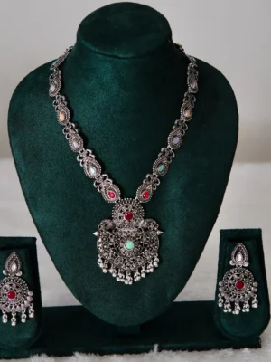 premium oxidised traditional necklace with earring set ethnic jewellery