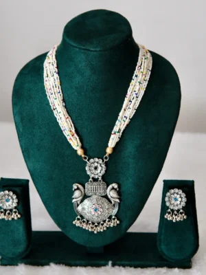 premium oxidised traditional necklace with earring set ethnic jewellery