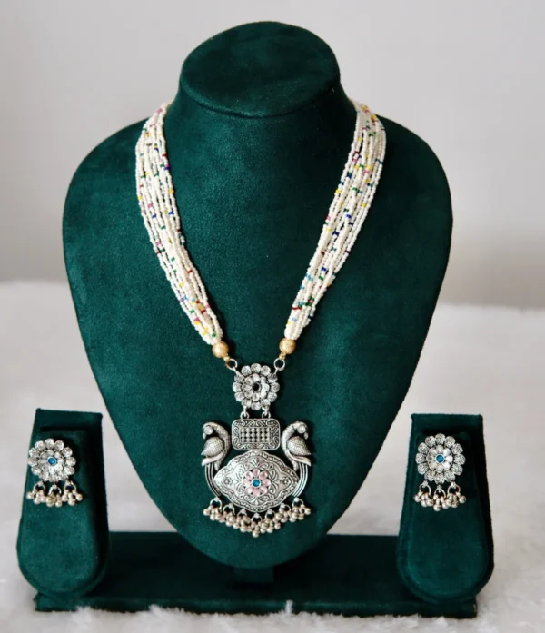 premium oxidised traditional necklace with earring set ethnic jewellery