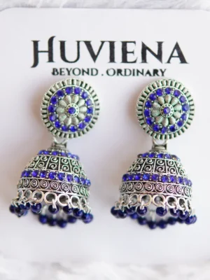 designer ethnic jhumka earring Blue
